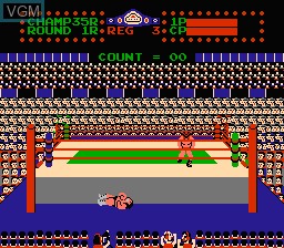 In-game screen of the game Tag Team Wrestling on Nintendo NES