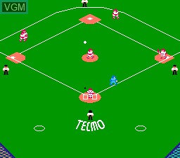 In-game screen of the game Tecmo Baseball on Nintendo NES