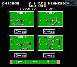 In-game screen of the game Tecmo Bowl on Nintendo NES