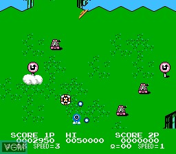 In-game screen of the game TwinBee 3 - Poko Poko Dai Maou on Nintendo NES