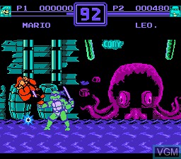 In-game screen of the game World Heroes 2 on Nintendo NES