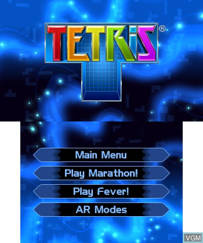 Title screen of the game Tetris Axis on Nintendo 3DS
