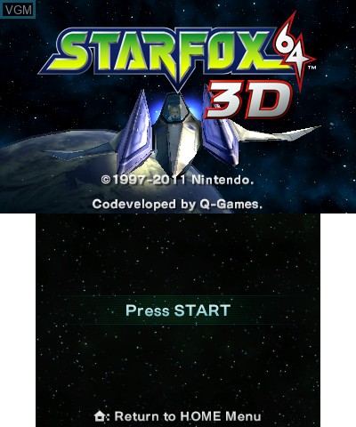 Title screen of the game Star Fox 64 3D on Nintendo 3DS