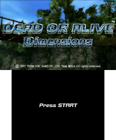 Title screen of the game Dead or Alive - Dimensions on Nintendo 3DS