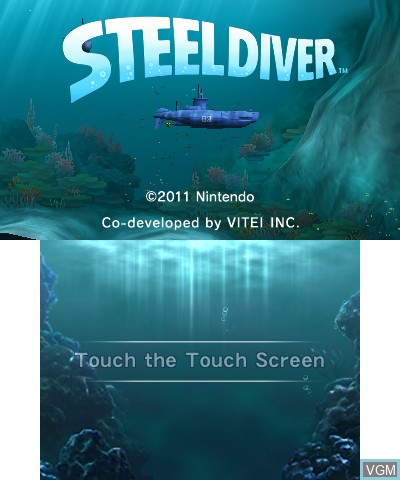 Title screen of the game Steel Diver on Nintendo 3DS