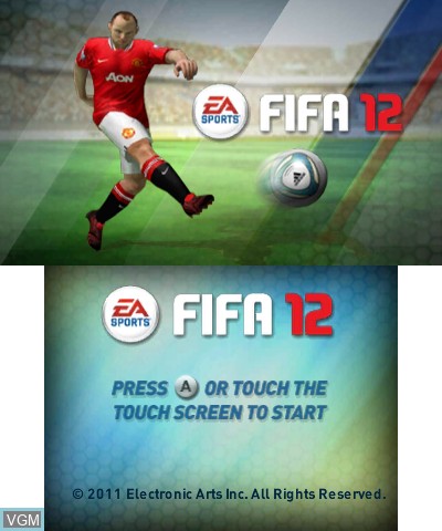 Title screen of the game FIFA 12 on Nintendo 3DS