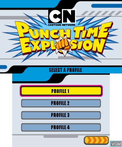 Title screen of the game Cartoon Network - Punch Time Explosion on Nintendo 3DS