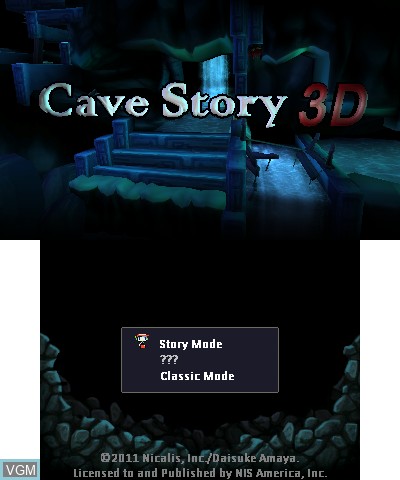 Title screen of the game Cave Story 3D on Nintendo 3DS