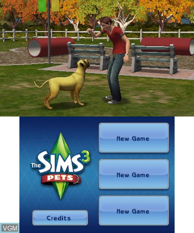 Title screen of the game Sims 3, The - Pets on Nintendo 3DS