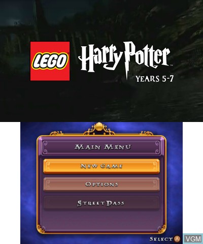 Title screen of the game LEGO Harry Potter - Years 5-7 on Nintendo 3DS