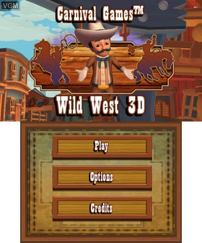 Title screen of the game Carnival Games - Wild West 3D on Nintendo 3DS