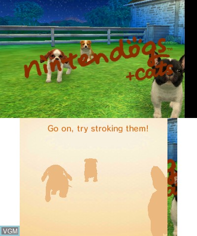 Title screen of the game Nintendogs + Cats - French Bulldog & New Friends on Nintendo 3DS