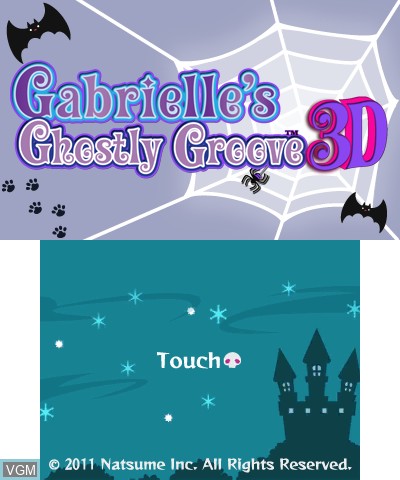 Title screen of the game Gabrielle's Ghostly Groove 3D on Nintendo 3DS
