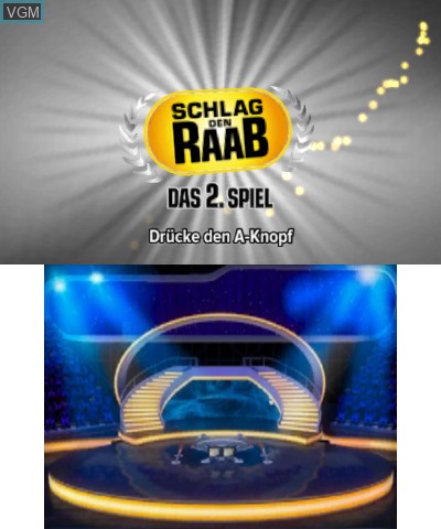 Title screen of the game Schlag den Raab - Das 2. Spiel on Nintendo 3DS
