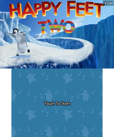 Title screen of the game Happy Feet 2 on Nintendo 3DS