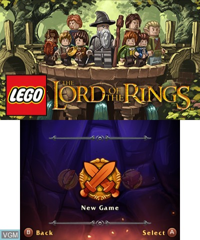 Title screen of the game LEGO The Lord of the Rings on Nintendo 3DS
