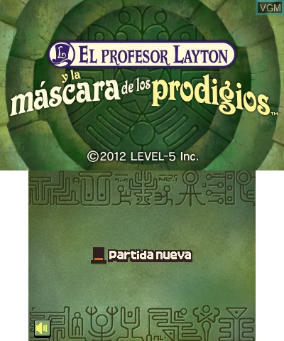 Title screen of the game Profesor Layton y la Mascara de los Prodigios, El on Nintendo 3DS
