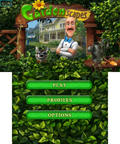 Title screen of the game Gardenscapes on Nintendo 3DS