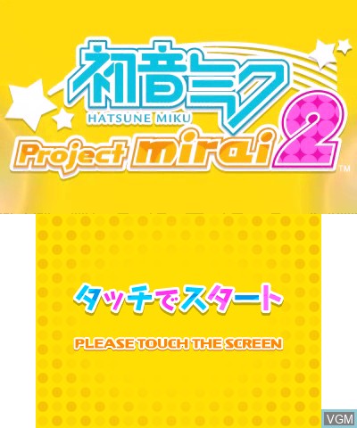 Title screen of the game Hatsune Miku - Project Mirai 2 on Nintendo 3DS