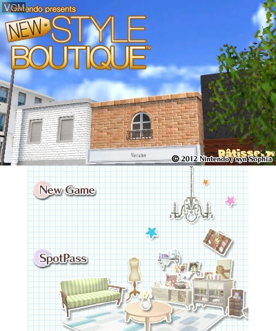 Title screen of the game New Style Boutique on Nintendo 3DS