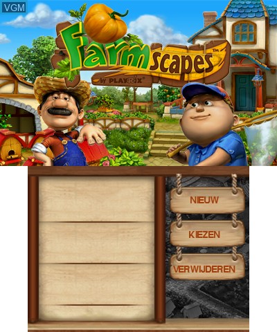 Title screen of the game Farmscapes on Nintendo 3DS