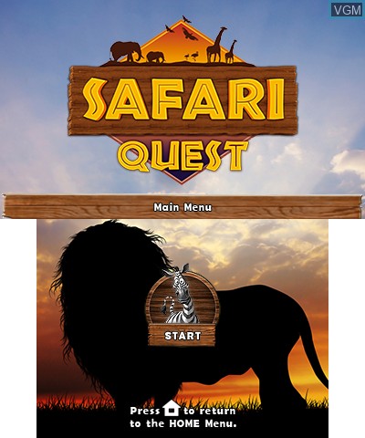 Title screen of the game Safari Quest on Nintendo 3DS