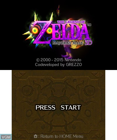 Title screen of the game Legend of Zelda, The - Majora's Mask 3D on Nintendo 3DS