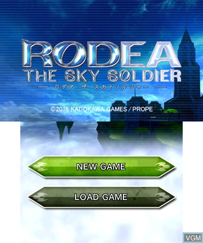 Title screen of the game Rodea the Sky Soldier on Nintendo 3DS