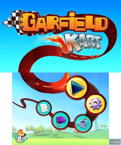Title screen of the game Garfield Kart on Nintendo 3DS