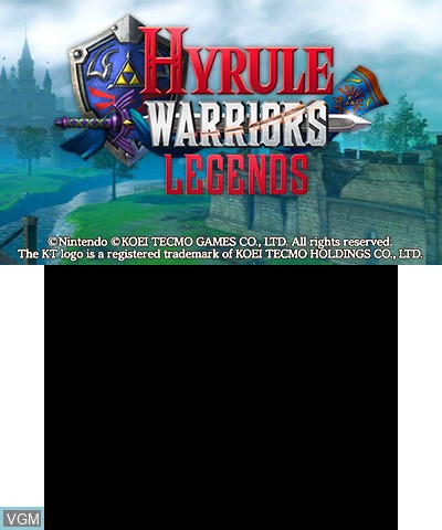 Title screen of the game Hyrule Warriors Legends on Nintendo 3DS