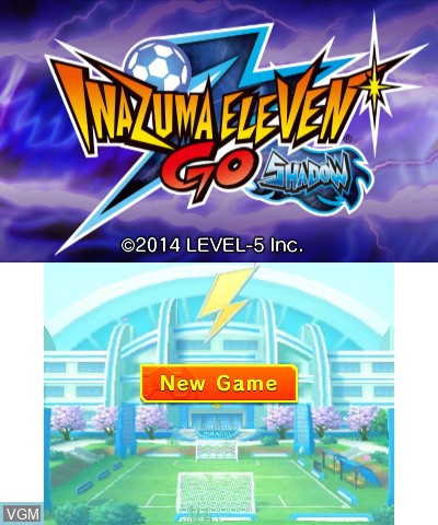 Title screen of the game Inazuma Eleven Go - Shadow on Nintendo 3DS