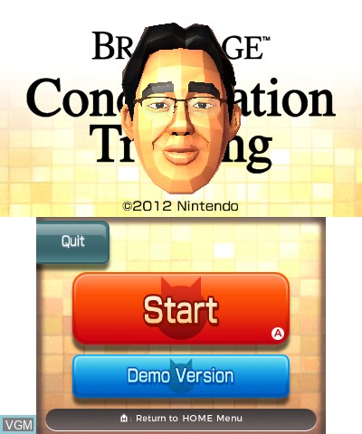 Title screen of the game Brain Age - Concentration Training on Nintendo 3DS