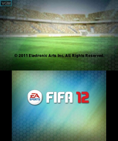 Title screen of the game FIFA Soccer 12 on Nintendo 3DS