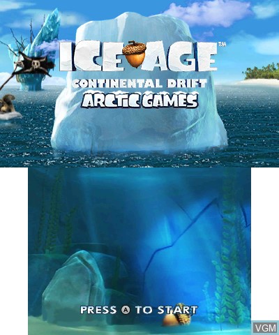 Title screen of the game Ice Age - Continental Drift - Arctic Games on Nintendo 3DS