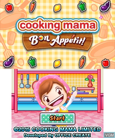 Title screen of the game Cooking Mama - Bon Appetit! on Nintendo 3DS