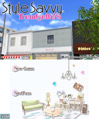 Title screen of the game Style Savvy - Trendsetters on Nintendo 3DS