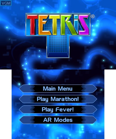 Title screen of the game Tetris on Nintendo 3DS