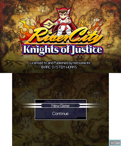 Title screen of the game River City - Knights of Justice on Nintendo 3DS