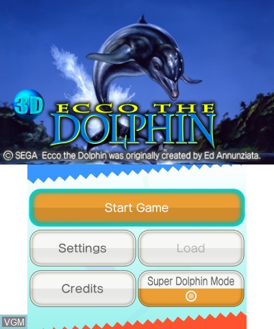 Title screen of the game 3D Ecco the Dolphin on Nintendo 3DS