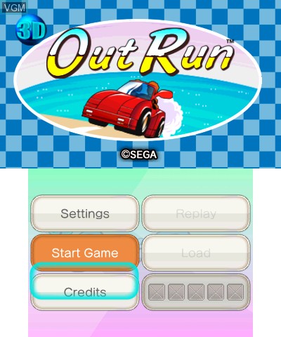 Title screen of the game 3D Out Run on Nintendo 3DS