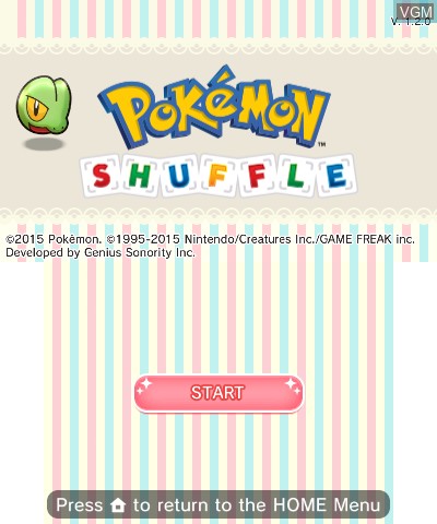 Title screen of the game Pokemon Shuffle on Nintendo 3DS