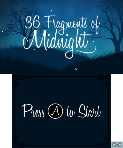 Title screen of the game 36 Fragments of Midnight on Nintendo 3DS