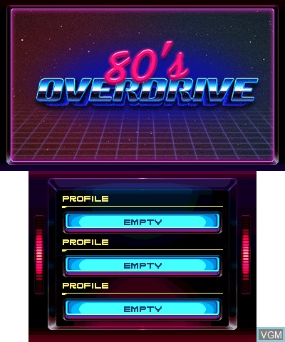 Title screen of the game 80's Overdrive on Nintendo 3DS