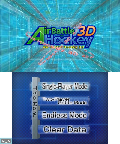 Title screen of the game Air Battle Hockey 3D on Nintendo 3DS