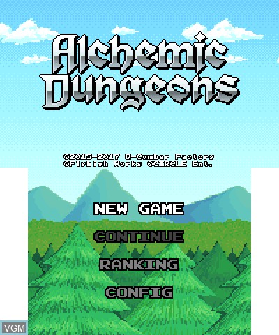 Title screen of the game Alchemic Dungeons on Nintendo 3DS