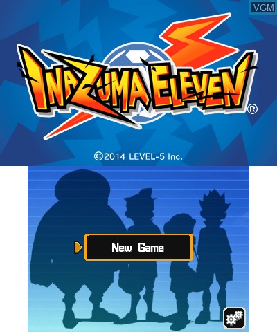 Title screen of the game Inazuma Eleven on Nintendo 3DS