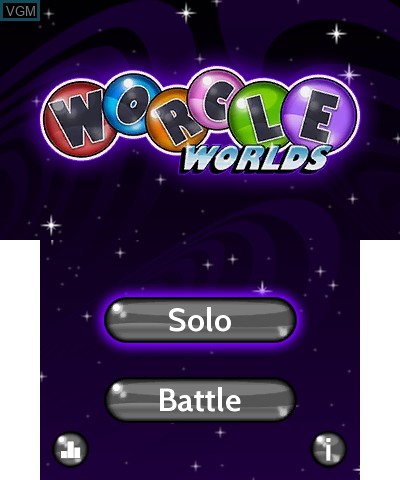 Title screen of the game Worcle Worlds on Nintendo 3DS