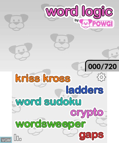 Title screen of the game Word Logic by POWGI on Nintendo 3DS