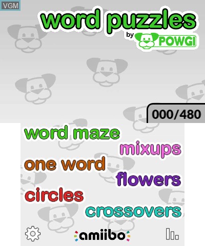 Title screen of the game Word Puzzles by POWGI on Nintendo 3DS