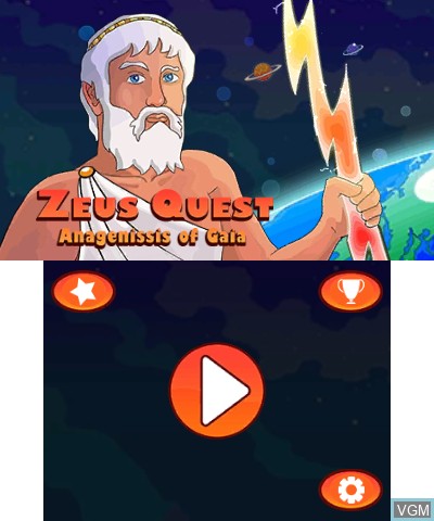 Title screen of the game Zeus Quest Remastered - Anagennisis of Gaia on Nintendo 3DS